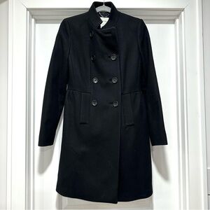 Banana Republic Black Wool Double-Breasted Peacoat Size Small